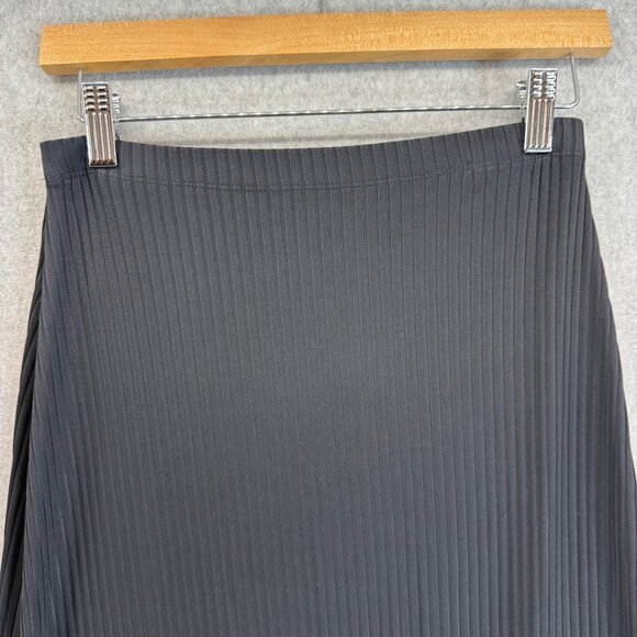 VanTisse Womens Black Ribbed Midi Skirt Pencil Office Stretch Vintage Size Small - Picture 3 of 12